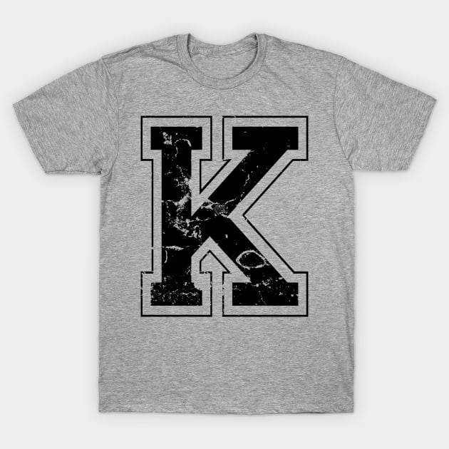 Initial Letter K Black Jersey Sports Athletic Player T-Shirt by porcodiseno